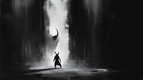 Horned Figure in Dark Fantasy Art