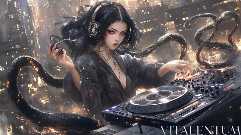 AI ART Serpentine Beats: A DJ's Urban Set