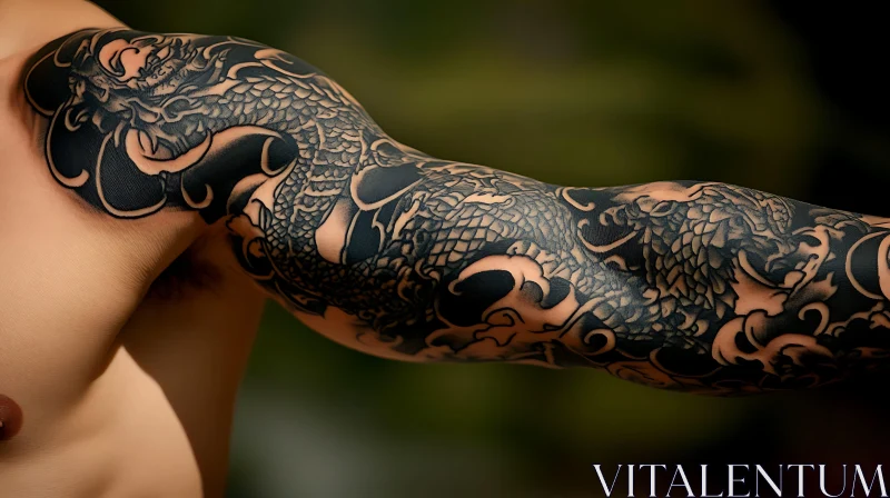 Elaborate Dragon Tattoo Art AI Image