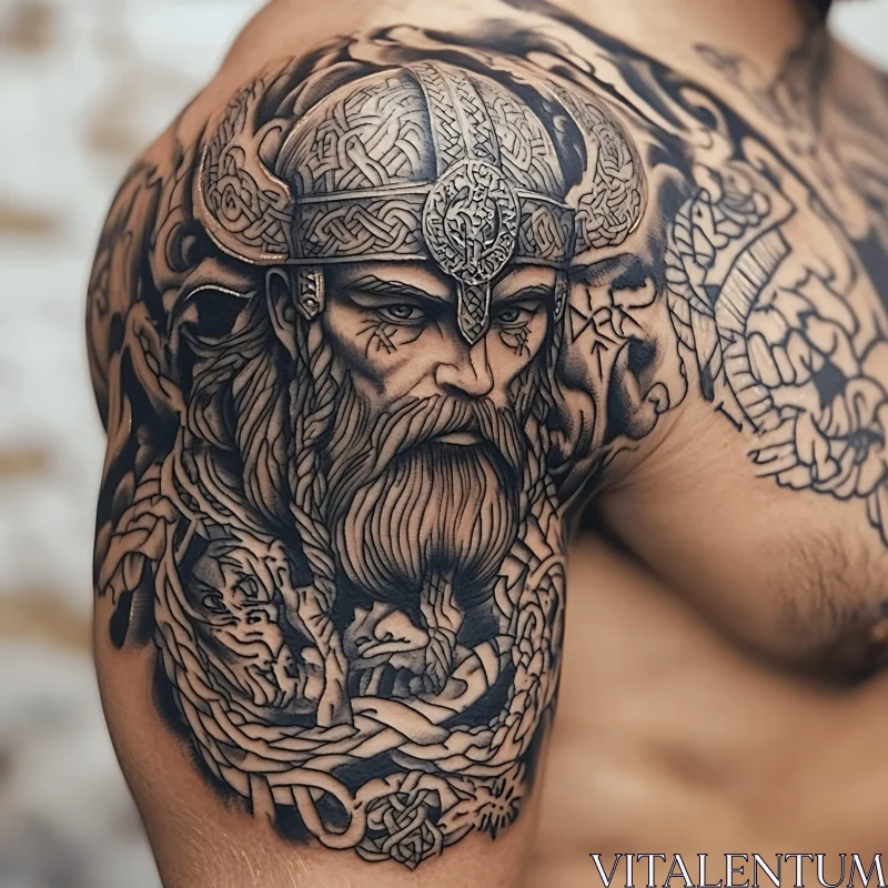 Norse-Inspired Arm Tattoo Art AI Image