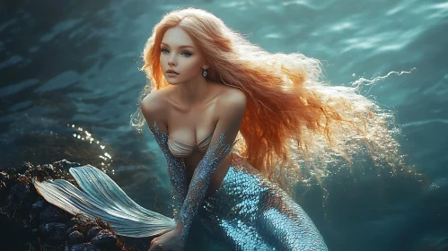 Mystical Mermaid in Ocean Depths