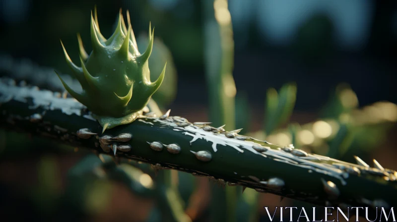Cactus Plant in Field - A Study in Texture and Detail AI Image