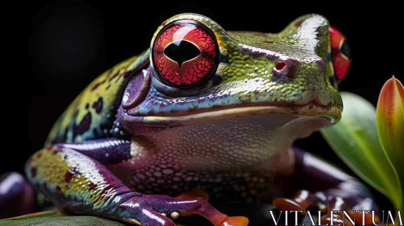 Captivating Image of Colorful Tree Frog on Leaf AI Image