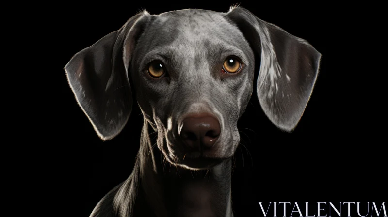 Captivating Weimaraner Puppy Portrait on Black Backdrop AI Image
