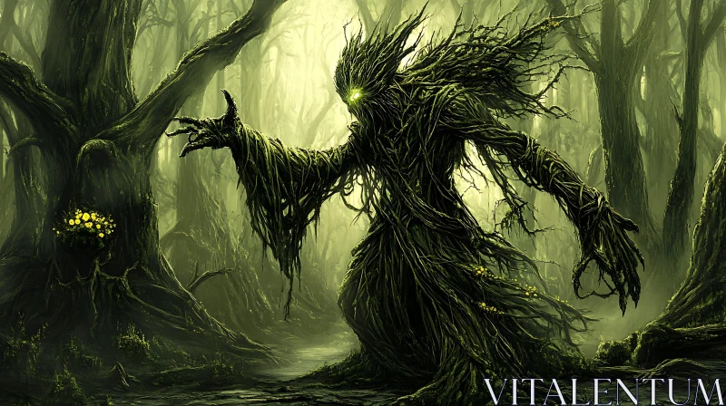 AI ART Mystical Forest Creature in the Dark Woods