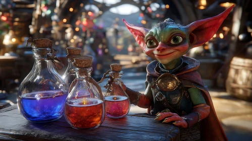 Magical Goblin with Colorful Elixirs