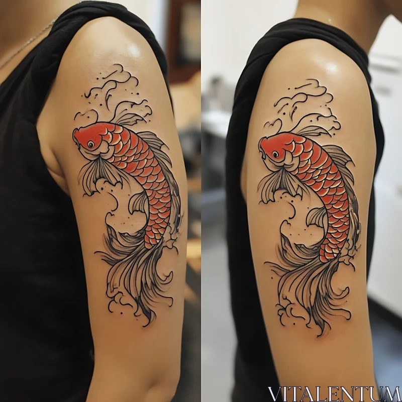 Artistic Koi Fish Ink Design on Arm AI Image