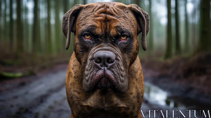 Majestic Boxer Dog in Forest - A Striking Blend of Nature and Portraiture AI Image