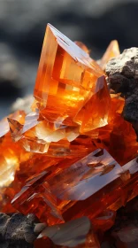 Orange Crystal on Rocks: A Blend of Realism and Fantasy