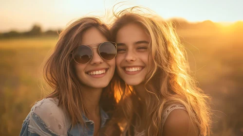 Sunset Smiles: A Portrait of Friendship