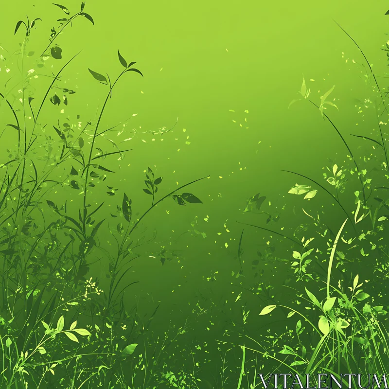 Verdant Green Abstract Plant Life AI Image