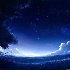 Serene Starry Night Landscape