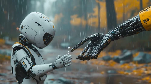 Robot Connection in Autumn Rain