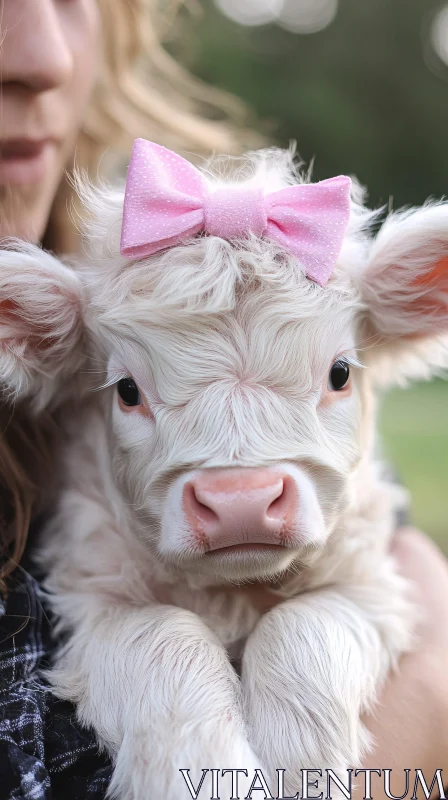 Sweet Calf with Bow Photo AI Image