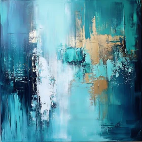 Textured Abstract Painting with Cool Colors