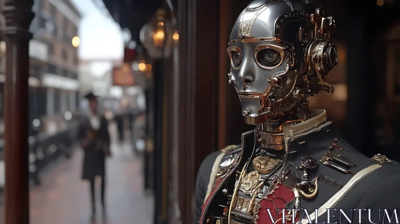 Victorian-Era Steampunk Robot AI Image