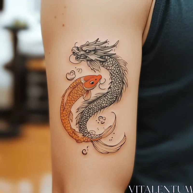 Dragon and Koi Fish Tattoo Design AI Image