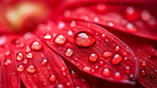 Red Flower Petals with Water Droplets