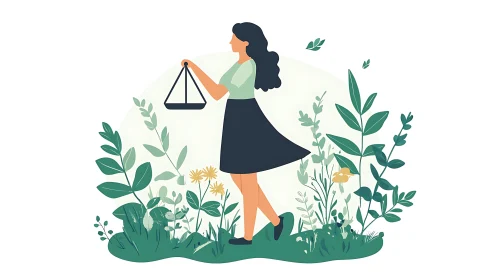 Minimalist Illustration of Justice and Nature