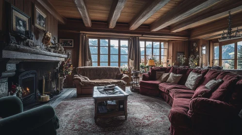 Cozy Interior with Mountain View