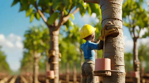 Latex Extraction from Rubber Trees