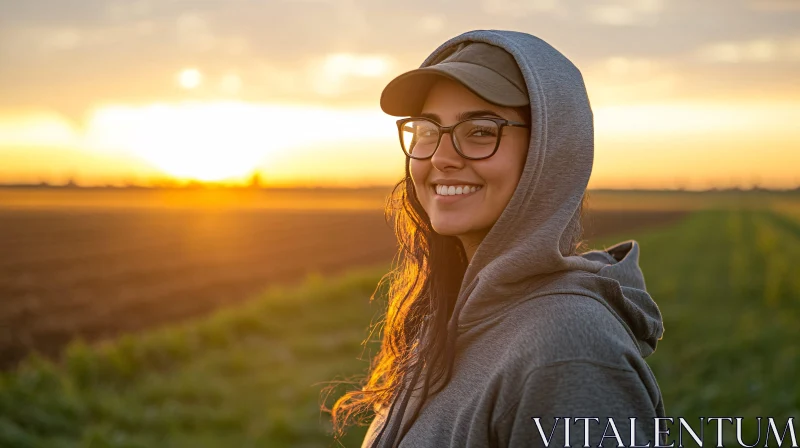 Woman's Portrait at Golden Hour AI Image