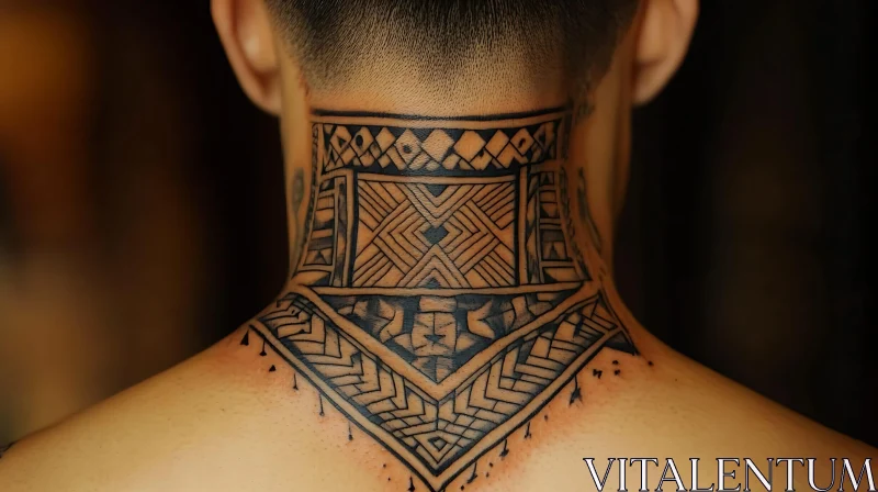 Geometric Tattoo on Neck AI Image