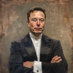 Artistic Portrait of Elon Musk in Suit