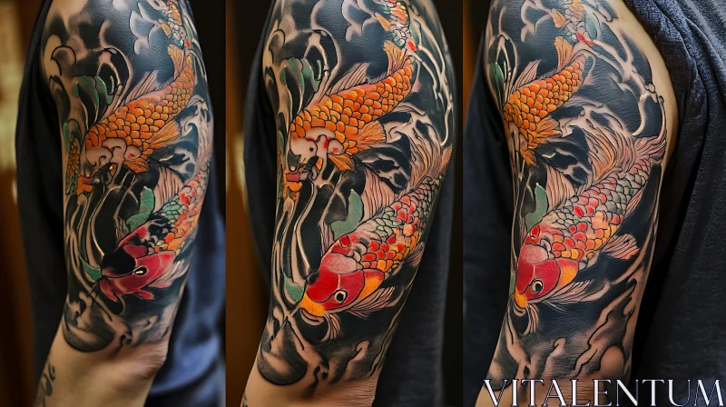 Colorful Koi Fish Arm Tattoo AI Image