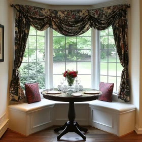 Sunlit Dining Area with Floral Accents