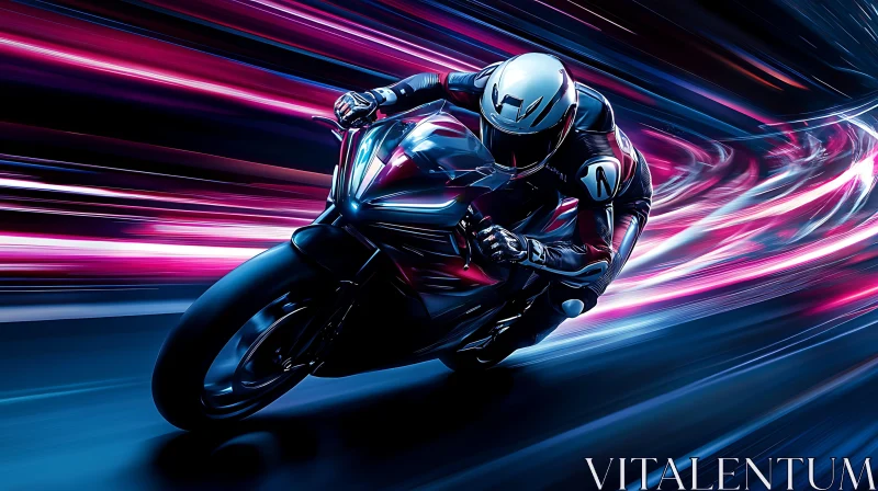 AI ART Fast Motorcycle with Light Streaks