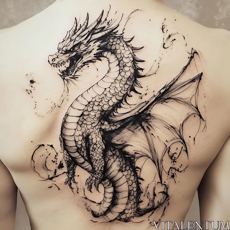 Detailed Dragon Tattoo Design AI Image