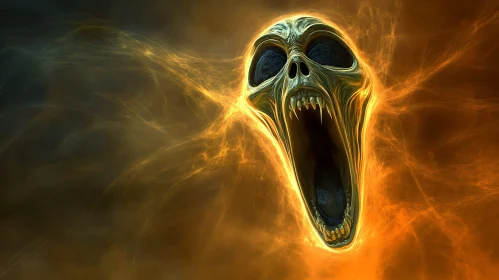 Screaming Skull in Fiery Energy