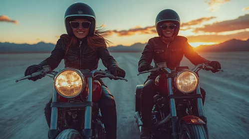 Motorcycle Sunset Ride with Friends