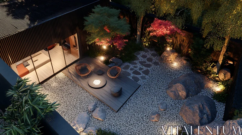 AI ART Zen Garden with Ambient Lighting