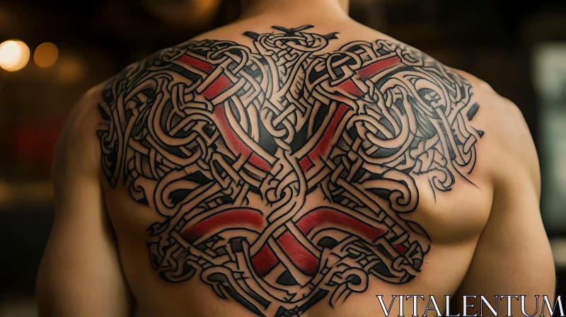 Intricate Celtic Back Tattoo Art AI Image