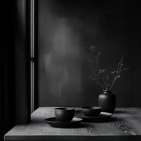 Elegant Black Tableware Still Life