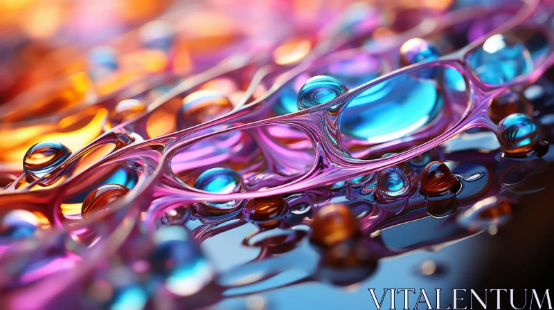 Colorful Water Droplets in Selective Focus | Abstract 3D Art AI Image
