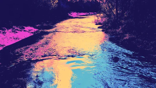 Abstract Nature River with Contrasting Colors