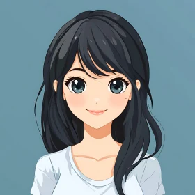 Charming Anime Style Girl Illustration