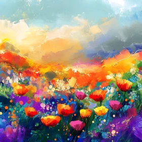 Abstract Flower Field Painting