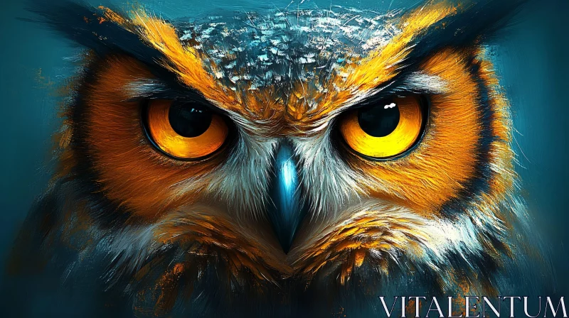 Owl Close-up with Expressive Eyes AI Image