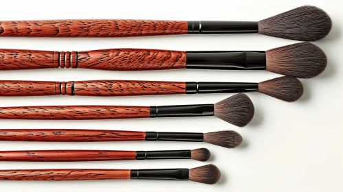 Minimalist Makeup Brushes Composition | Natural Wood Handles