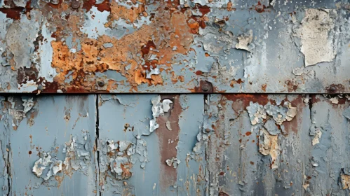Rusted Door in Sky-Blue and Gray: An Industrial Art Piece
