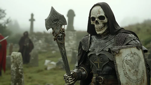 Skeleton Knight Guarding Ancient Cemetery