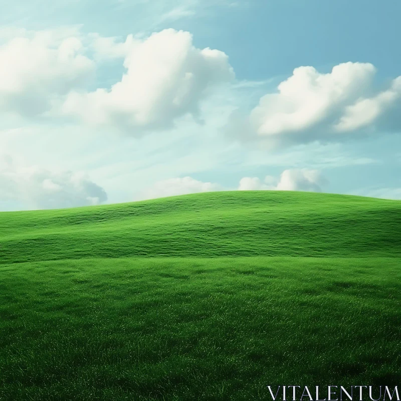 Rolling Green Hills and Cloudy Sky AI Image