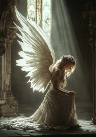 Gothic Angel with Large Wings