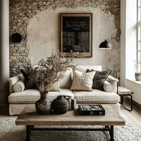 Cozy Home Interior with Brick Wall