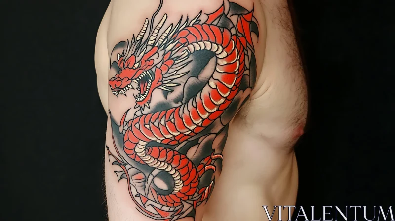 Intricate Dragon Tattoo Wrapping Around Upper Arm AI Image