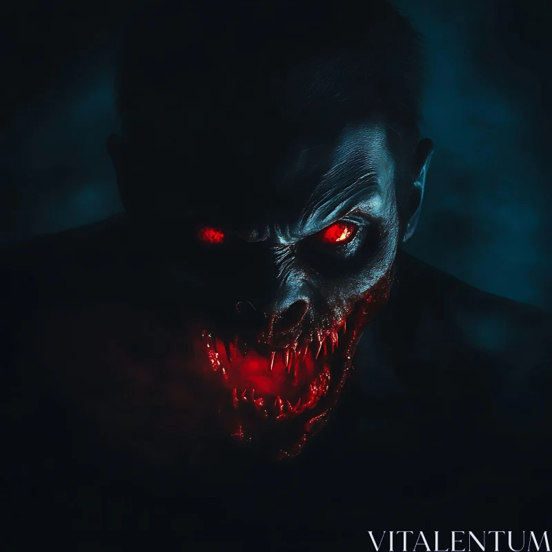 AI ART Dark Vampire with Piercing Red Eyes